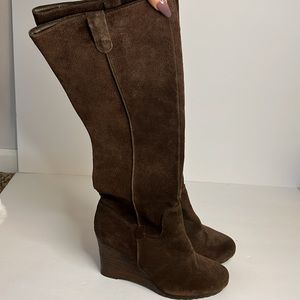 Leather Tall Heeled Brown Boots